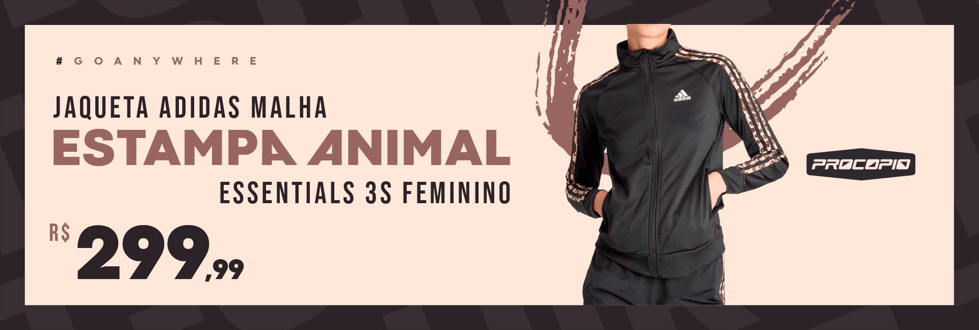 Jaqueta adidas Malha Estampa Animal Essentials 3S
