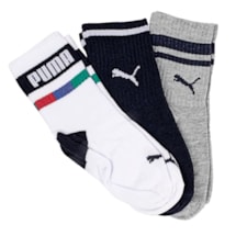 Meia Puma Unissex Cano Longo com 3 pares - 29 ao 34 Juvenil
